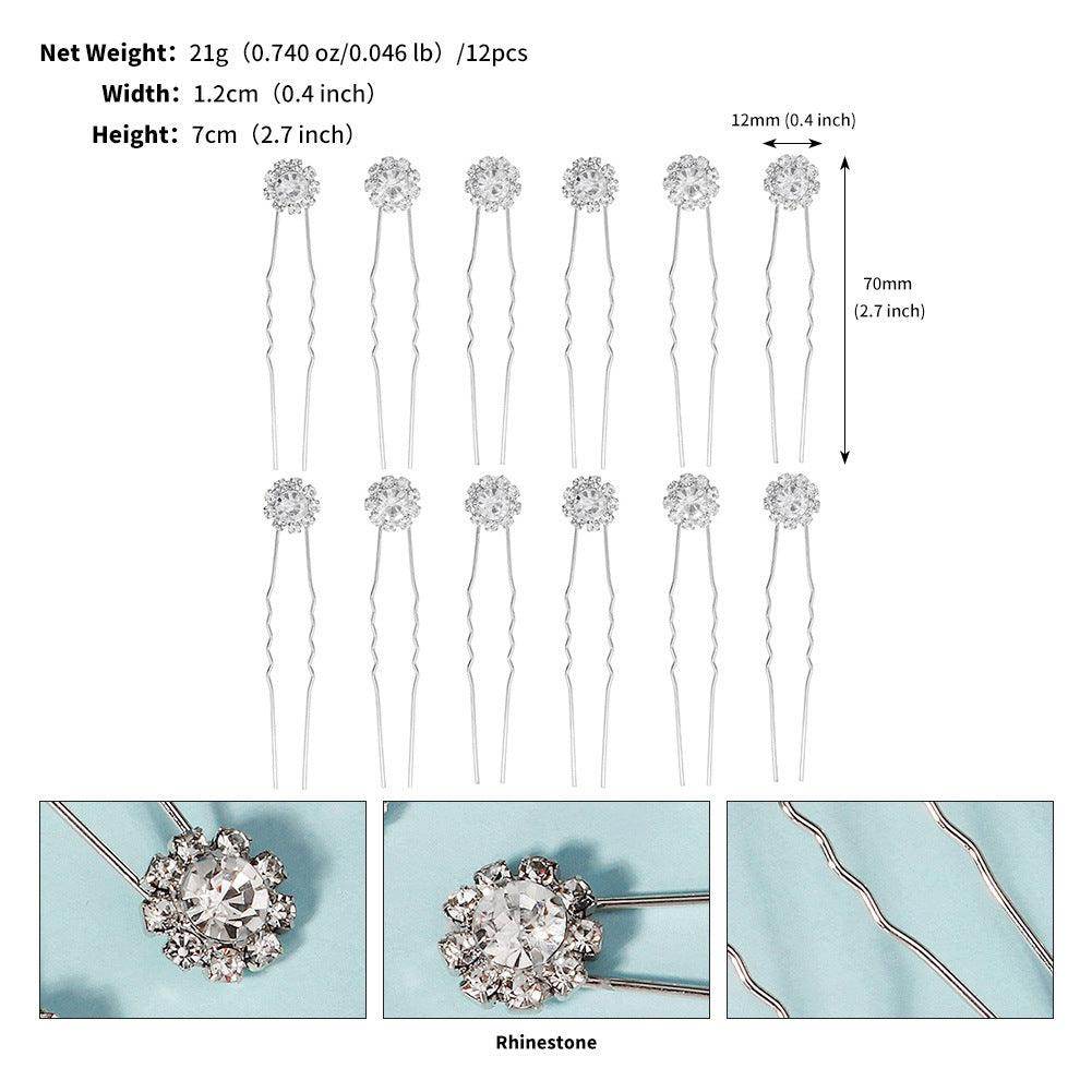Rhinestone hairpin Light luxury deluxe bridal hairpin for women Hairpin accessory Sun flower hairpin set 768734557147 - COCOMELODY